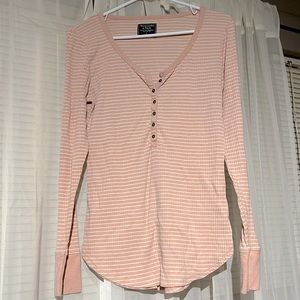 Abercrombie pink striped henley